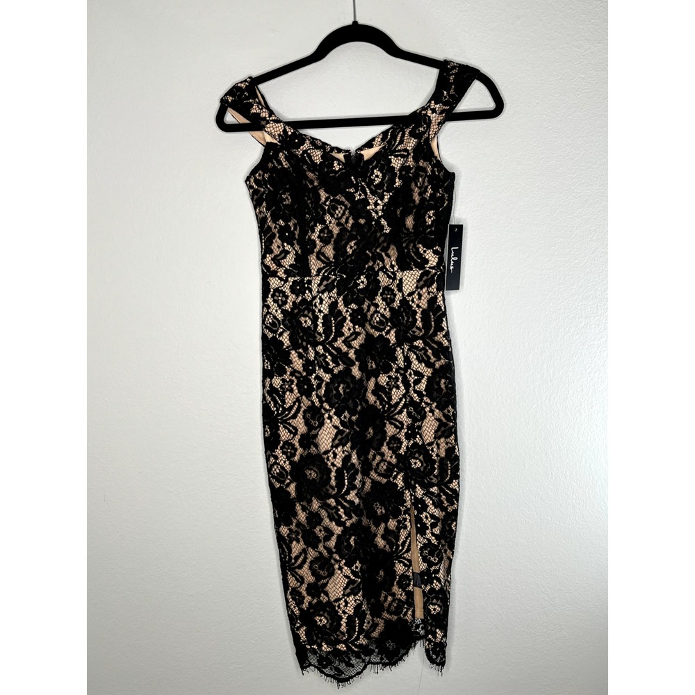 NWT Lulus Black Lace Table For Two‎ Dress Size Small - Picture 2 of 10